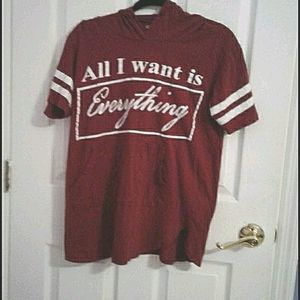 On Fire Y2K Burgundy & White Short Sleeve Loungewear Graphic Sweater Hoodie L